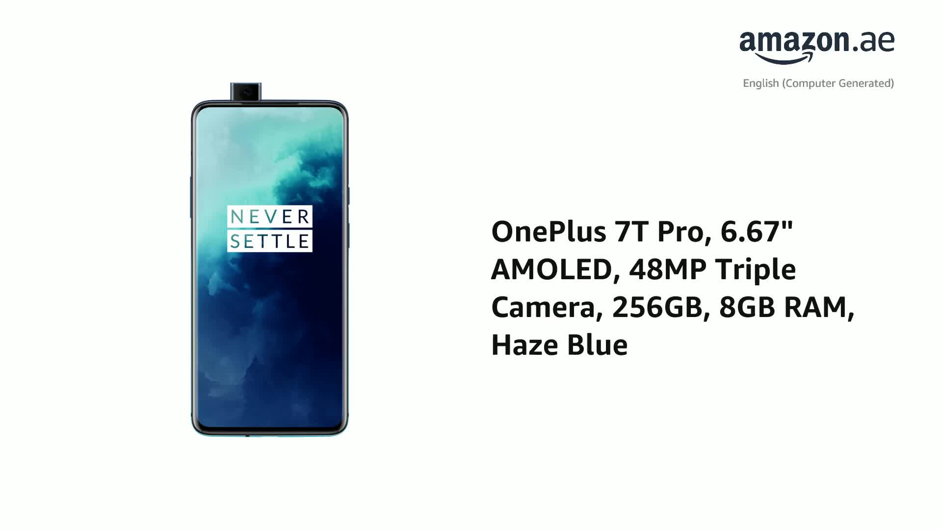 Oneplus 7T Pro - 256Gb, 8Gb Ram, 4G Lte - Haze Blue: Buy Online at